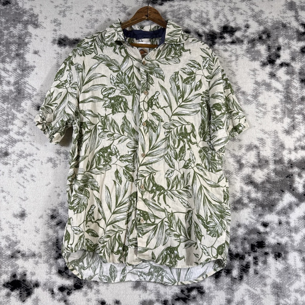 C&C California Shirt Mens Size Medium 100%‎ Linen Button Up Floral Vacation